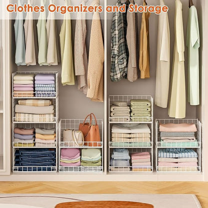 Yociyoga 8-Tier Stackable Closet Organizers and Storage Shelves, Foldable Closet Shelf Organizer, Stackable Storage Bins Drawers for Closet Organizer System, White(Patent No. 30022416) - Image 8