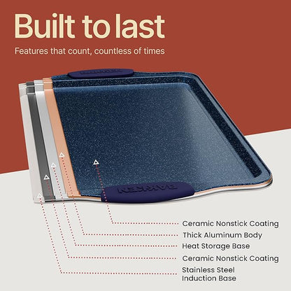 BAKKEN Kitchen Baking Pan Set - Nonstick Coating, Carbon Steel Bakeware Sets with Blue Silicone Handles, Baking Kitchen Essentials, PFOA, PFOS, PTFE Free, Oven Safe Tray (Up To 450° F), Set of 3 - Image 9