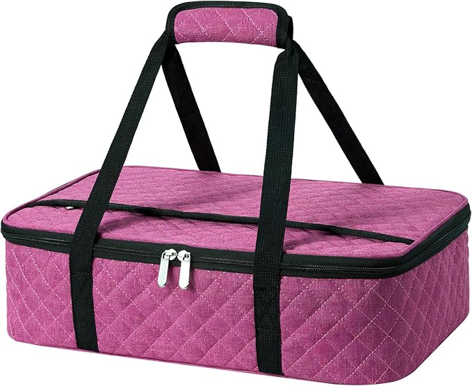 Insulated Casserole Carrier Portable Food Tote for Hot or Cold – Fits 9"x13" Baking Dish, Lasagna Holder for Parties, Picnic, Travel, Beach - Rose Red