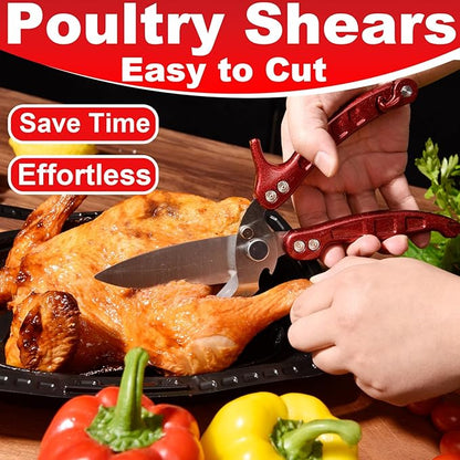 Heavy Duty Poultry Shears Herb Vegetable Salad Scissors 2pcs set ,Kitchen Shears for food Heavy Duty,Kitchen Scissors All Purpose,Chicken,Meat,Herb Salad Scissors for Chicken Turkey,Dishwasher Safe