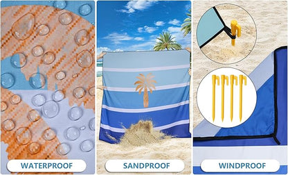 WIWIGO Beach Blanket Waterproof Sandproof Beach Mat 79" X 83"/10'x9'for 2-8 Adults Quick Drying Outdoor Picnic Mat Beach Accessories for Travel, Camping, Hiking - Image 3