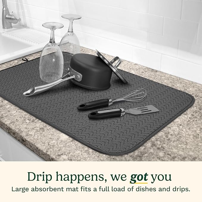 Cuisinart Dish Drying Mats for Kitchen Counter - (2) 18" x 24" Ultra Absorbent Dish Drying Mat XL - Foldable, Machine Washable, Fast Drying Dish Mat (Geostripe) - Image 2