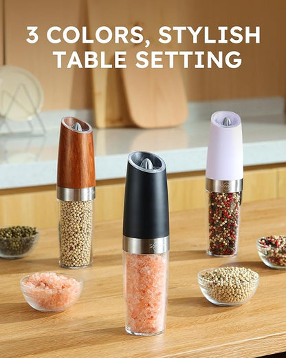 Sangcon Gravity Electric Salt and Pepper Grinder Set Shakers UPGRADED 9OZ XL CAPACITY Battery Powered Refillable Automatic One Hand Operation Adjustable Coarseness Mill Grinder Set for Kitchen - Image 7