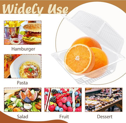 Jizvxe 300 Pcs Clear Plastic Take out Containers,Square Hinged Takeout Tray,Disposable Fancy Clamshell Food Boxes with Lids for Cakes,Dessert,Salads,Sandwiches,Cookies,Pasta,5.3x4.7x2.8 Inch