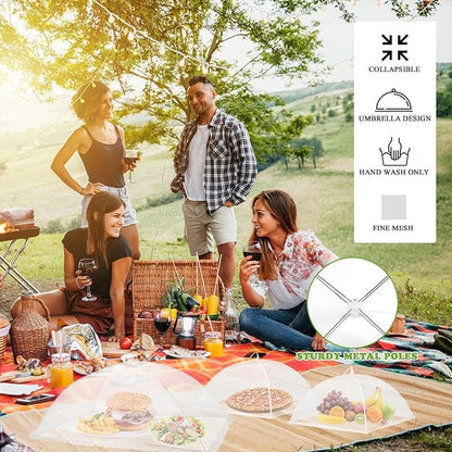 7 Pack Food Covers for Outside Mesh, Food Nets for Outdoors Large Food Covers, Food Tents Screen Outside,Reusable Pop-Up Umbrella Food Nets for Picnics, Parties, BBQs