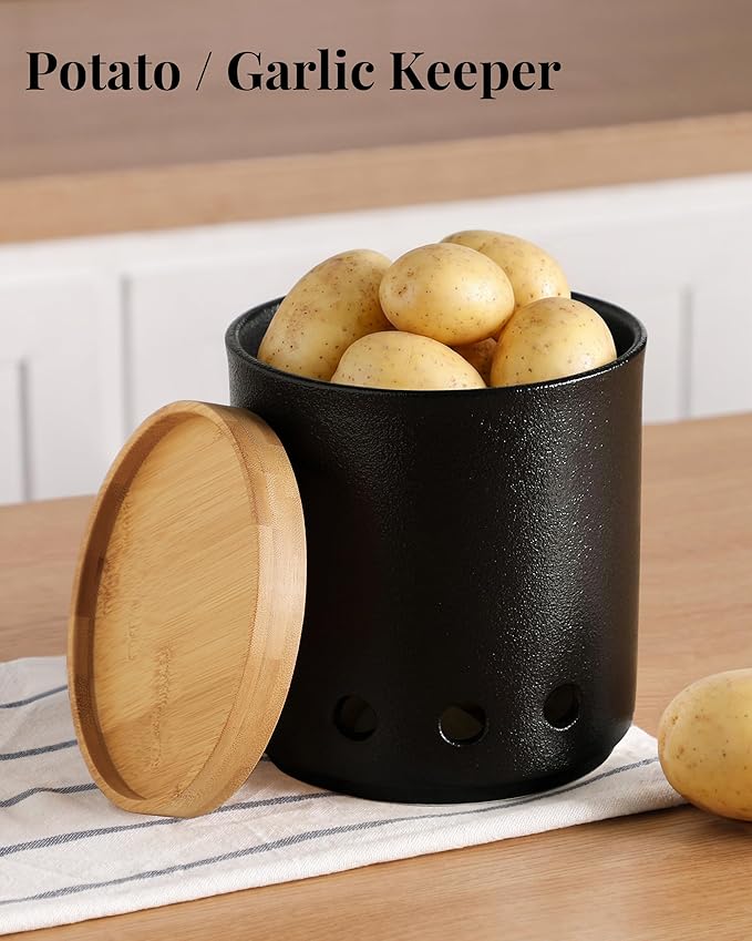 LoeJan 360° Rotating Ceramic Utensil Holder for Kitchen Countertop – Cooking Utensil Crock Organizer with Non-Slip Cork Base for Farmhouse Kitchen Decor, Textured Black - Image 6