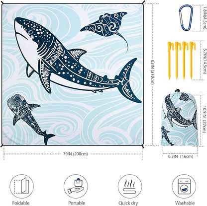 WIWIGO Beach Blanket Waterproof Sandproof Beach Mat 79" X 83"/10'x9'for 2-8 Adults Quick Drying Outdoor Picnic Mat Beach Accessories for Travel, Camping, Hiking - Image 2