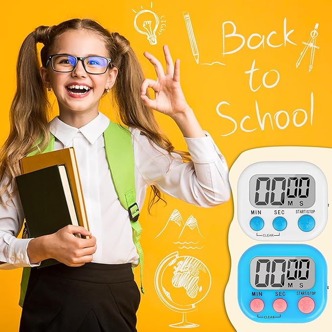 ZILLEEN Classroom Timer for Kids Teachers 4 Pack Digital Timers, Blue & White - Image 6