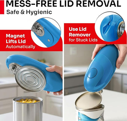 MUELLER HOME SmoothEdge Auto Electric Can Opener – Battery‑Operated One‑Touch w Magnet Lid Lifter, Smooth‑Edge Cut Technology – Portable Hands‑Free Automatic Can Opener for Seniors & Arthritis, Blue - Image 5