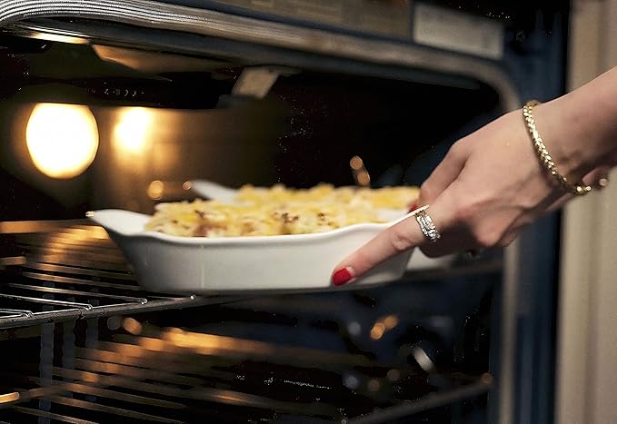 Au Gratin Baking Dishes, Ceramic, by Kook, for Casseroles, Lasagna & Cobblers, Individual Serving, Set of 2, Oven, Microwave & Dishwasher Safe Bakeware, 18 oz, Ivory - Image 2