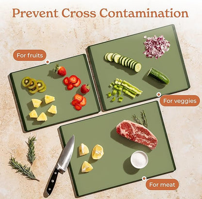 SMIRLY Plastic Cutting Board Set With Holder, Dishwasher Safe Plastic Cutting Boards Set for Kitchen, Cutting Boards for Kitchen - Plastic Chopping Board Set - Image 8
