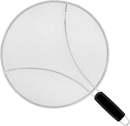 11 Inch Grease Splatter Screen for Frying Pan, Stainless Steel Fine Mesh Oil Splash Guard to Prevent Burns & Keep Kitchen Clean by KORCCI
