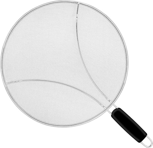 11 Inch Grease Splatter Screen for Frying Pan, Stainless Steel Fine Mesh Oil Splash Guard to Prevent Burns & Keep Kitchen Clean by KORCCI