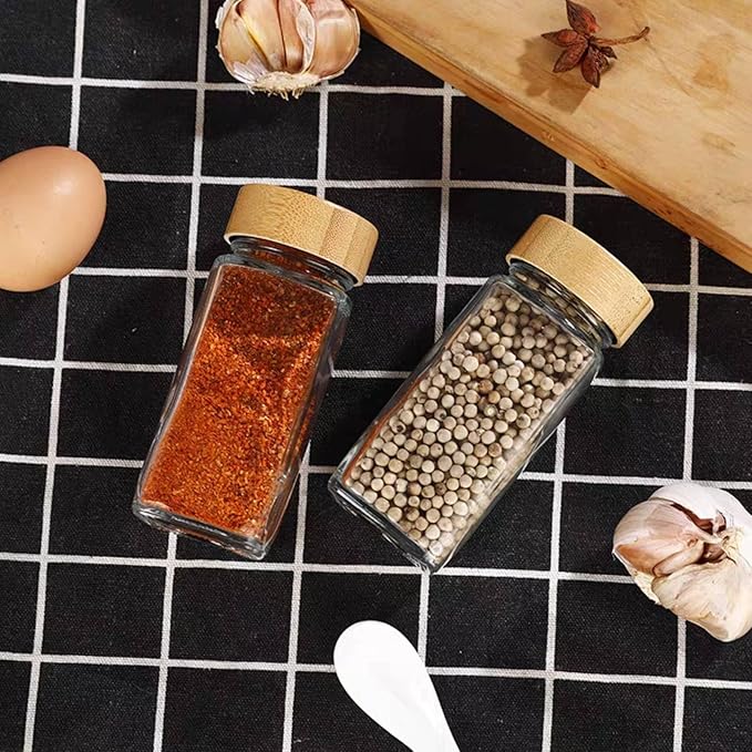 Glass Spice Jars with Label - Square Spice Containers 4 oz - Includes Cleaning Brush & Label pen - Seasoning Jars - 12Pcs - Image 6