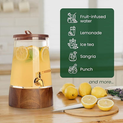 FOODLE Glass Drink Dispenser with Spigot - Glass Beverage Dispenser with Stand - Perfect for Parties & Everyday Use - Pitcher for Water, Lemonade, Sangria, Punch & Juice - Leakproof Spout - 1 Gallon - Image 7
