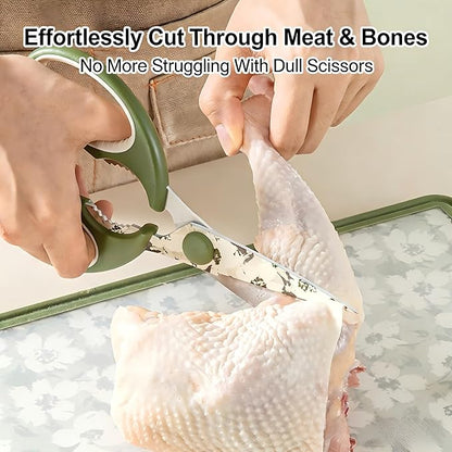 Kitchen Scissors All Purpose, ARCHIKING Kitchen Shears with Protective Sheath, Ultra Sharp Multipurpose Poultry Scissors for Chicken, Meat, Fish & Vegetables (Green)