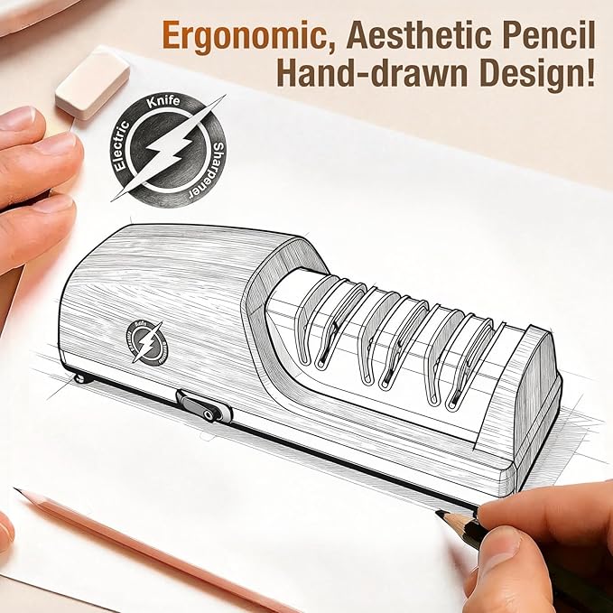 Replaceable Sharpener Electric Knife Sharpener, 3-Stage with 100% Diamond Abrasives & Precision Angle Guides, Kitchen Knife Sharpener with Sharpening and Polishing Function - Image 7
