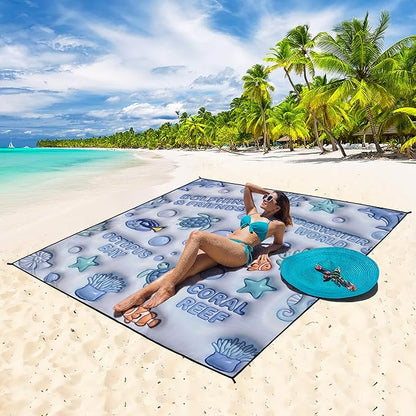 WIWIGO Beach Blanket Waterproof Sandproof Beach Mat 79" X 83"/10'x9'for 2-8 Adults Quick Drying Outdoor Picnic Mat Beach Accessories for Travel, Camping, Hiking - Image 4