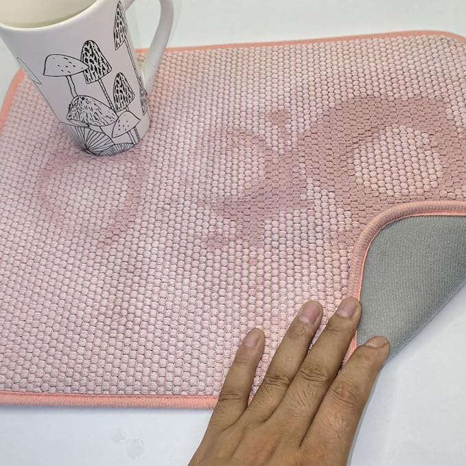 Pink Dish Drying Mats for Kitchen Counter, 2 Pack Dish Drying Mat Drying Pad, Dish Rack Drainer Mat, Pink Kitchen Accessories(Pink-1) - Image 7