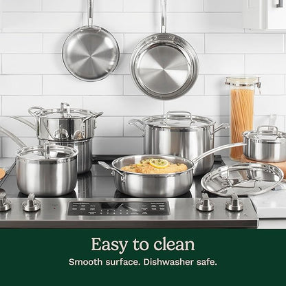 Cuisinart 12-Piece MultiClad Pro Triple Ply Stainless Stainless Steel Pots and Pans Set, Cookware Set Compatible with Induction, Electric, Gas Cooktops, Cool Grip Handles, Oven Safe to 500°F, Silver - Image 5