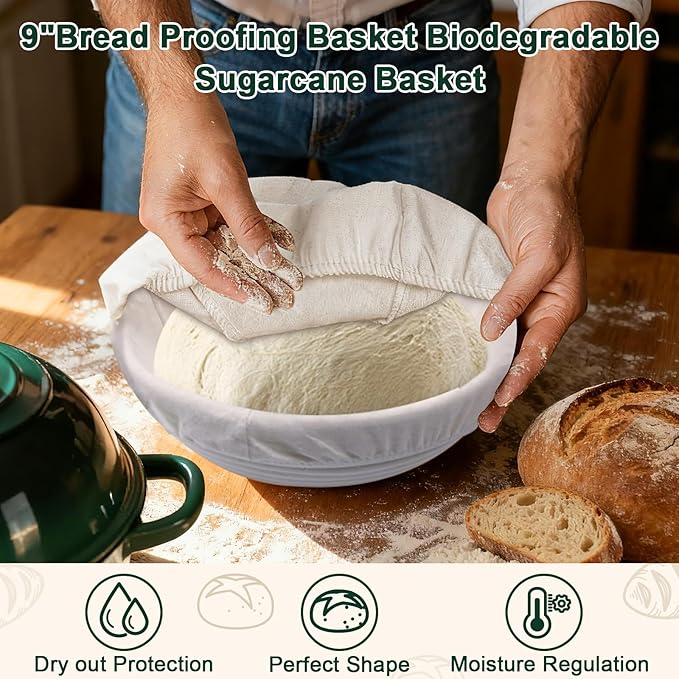 AHJ 6QT Dutch Oven For Bread Baking, Enameled Cast Iron Dutch Oven Pot with Lid, Multi-Functional Bread pan, Sourdough Baking Supplies with Proofing Basket, Cast Iron Bread Oven, Silicone Sling & Gloves. - Image 6