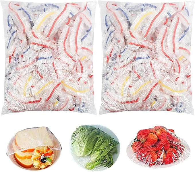 Homelove Plastic Bowl Covers Dish Cover Food Cover, 200pcs Reusable Elastic Stretch Fresh Keeping Covers, Kitchen Dining Cookware Canning Lids Food Bags, Universal Kitchen Plastic Wrap [Colorful] by Homelove