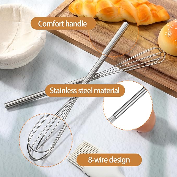 2 Pcs Mini Whisks Set, Stainless Steel Whisk Tiny Egg Whisk, Espresso Matcha Whisks Set Kitchen Baking Supplies For Cooking Steel Wire Gilded Kitchenware Multipurpose Cooking Supplies