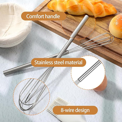 2 Pcs Mini Whisks Set, Stainless Steel Whisk Tiny Egg Whisk, Espresso Matcha Whisks Set Kitchen Baking Supplies For Cooking Steel Wire Gilded Kitchenware Multipurpose Cooking Supplies