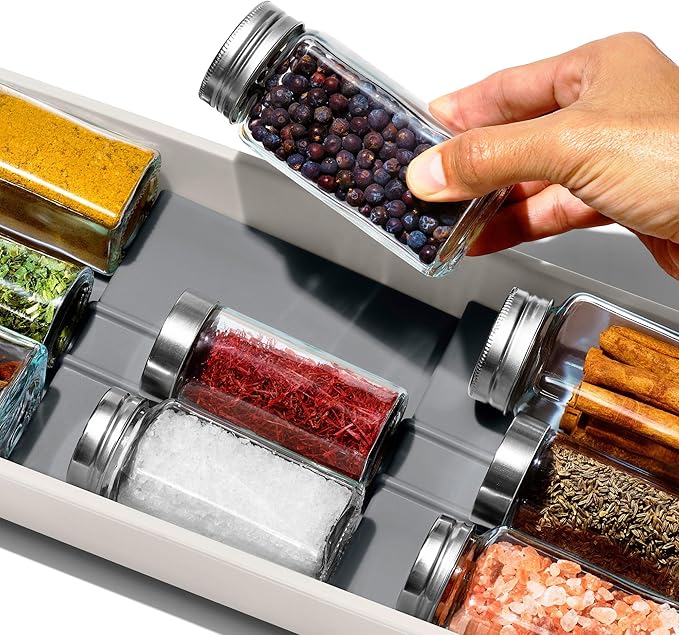 OXO Caddy, Spice Drawer Organizer, White | Good Grips | Compact | Pack of 4 - Image 6