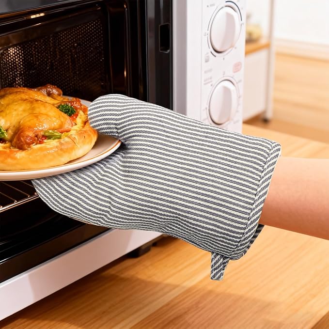 4 Pcs Oven Mitts and Pot Holders Heat Resistant Oven Mitts Sets Non Slip Oven Mitt and Pot Holders for Baking Cooking - Image 2