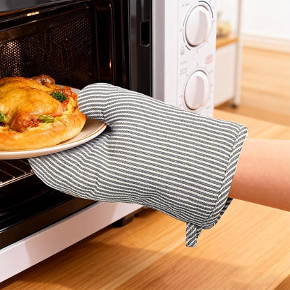 4 Pcs Oven Mitts and Pot Holders Heat Resistant Oven Mitts Sets Non Slip Oven Mitt and Pot Holders for Baking Cooking - Image 2