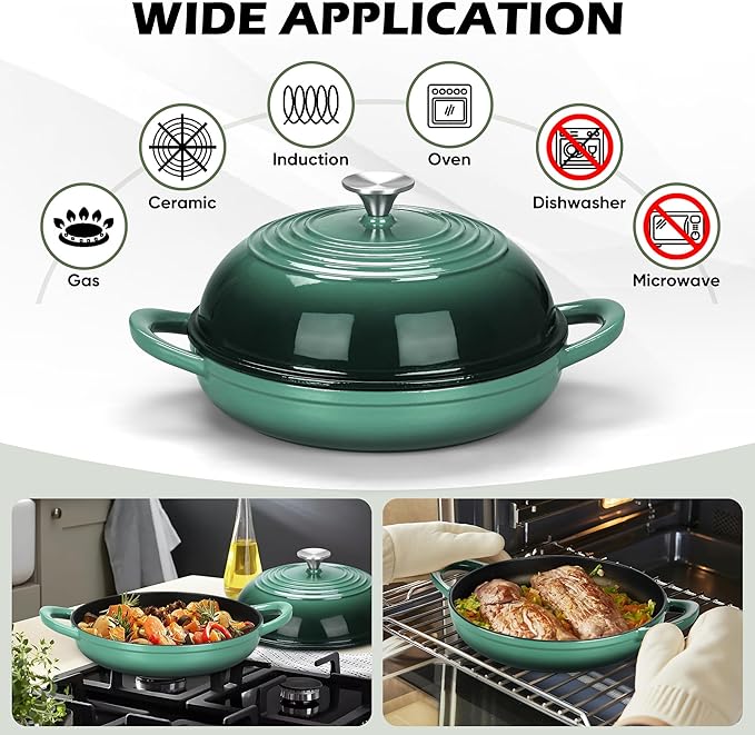 Bread Dutch Oven for Sourdough Baking (5.5 QT), Joyfair Enameled Cast Iron Dutch Oven Pot with Lid, Sourdough Bread Pan with Dual Handles, Non-Stick & Even Heat, Oven-safe up to 500°F, Olive Green - Image 5