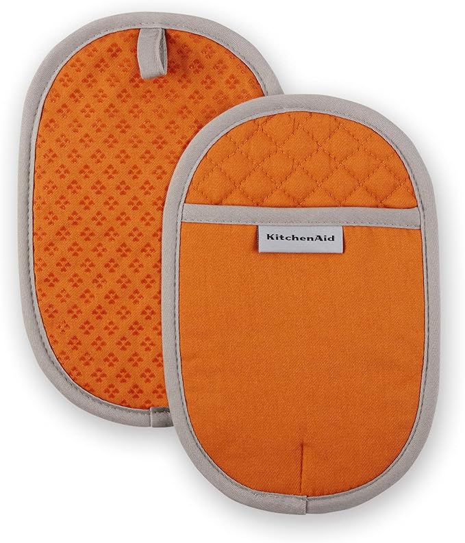 KitchenAid Asteroid Pot Holder 2-Pack Set, Honey Orange, 6.5"x10" by KitchenAid