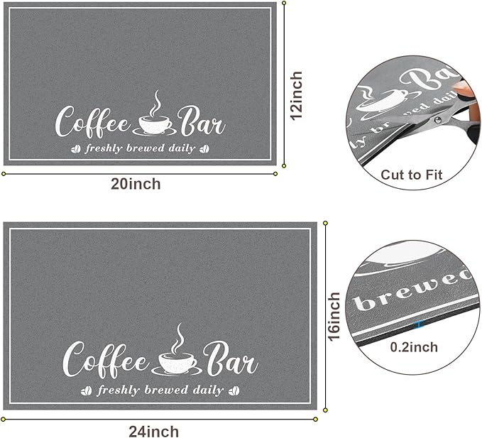 CooRug Absorbent Coffee Mat, Fashion Dish Drying Mat for Kitchen Counter Coffee Bar Accessories Espresso Machine Dish Rack 12" x 20" Dark Grey - Image 6