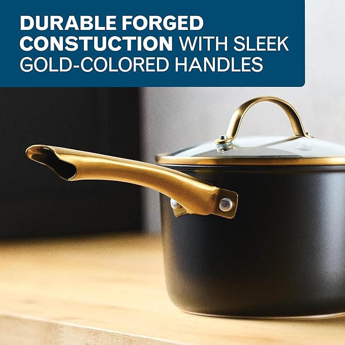Farberware Forged Induction Ceramic Nonstick Cookware Set, 12-Piece, Black Pots & Pans