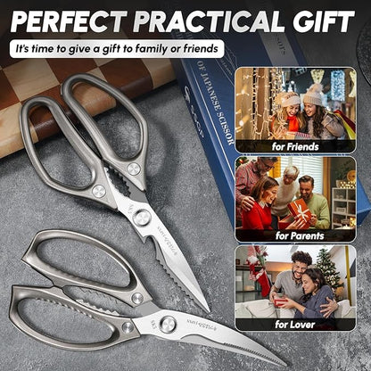 SSGP Kitchen Shears Set, All Purpose Heavy Duty Poultry Shears, Sharp Japanese Meat Scissors, Dishwash Safe Stainless Steel Kitchen Scissors for Food, Chicken Bones, Turkey, Christmas Gifts Women Men - Image 7