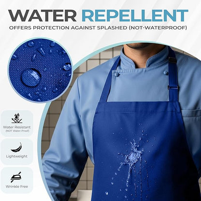 Utopia Kitchen 4 Pack Bib Apron Adjustable with 2 Pockets, Water and Oil Resistant, Cooking Kitchen Chef Apron for Women Men - Image 3