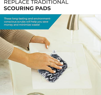 Skoy Scrub, 4-Pack Reusable, Non-Scratching Dish Scrubber for Kitchen and Household Cleaning, Planet-Friendly, Dishwasher Safe Soft Scrub, Monochromatic Colors - Image 8