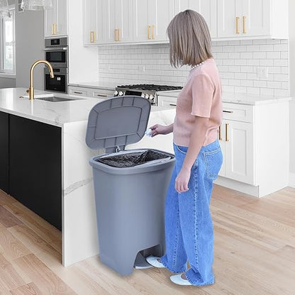 Glad Kitchen Trash Can | Large Plastic Waste Bin with Odor Protection of Lid | Hands Free with Step On Foot Pedal and Garbage Bag Rings, 20 Gallon, Grey - Image 8