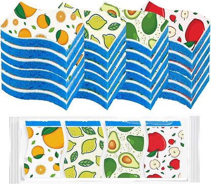 AIDEA Sponges Kitchen, Non-Scratch Scrub Sponge-24Count, Sponges for Non-Stick Cookware, Cellulose Sponge for Dishes, Cleans Fast Without Scratching, Cleaning Power for Kitchen, Bathroom, Household by AIDEAHOME