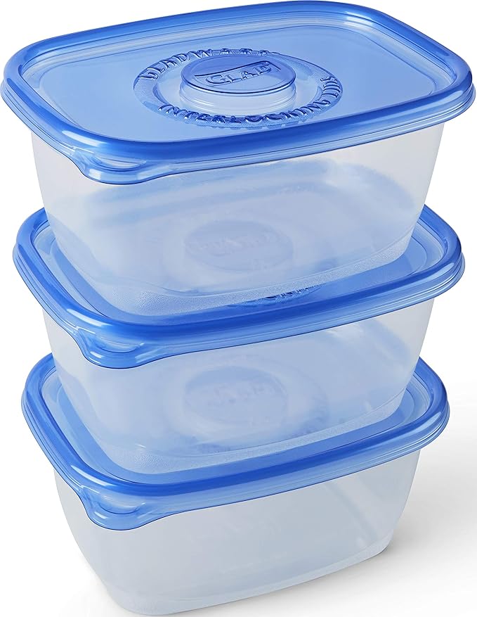 Glad GladWare Deep Dish Food Storage Containers with Lids, Large Rectangle BPA Free Plastic for Soups Salads and Meal Prep, Lock Tight Seal, Microwave Dishwasher Safe, 64 Oz, 3 Count - 6 Pack - Image 5