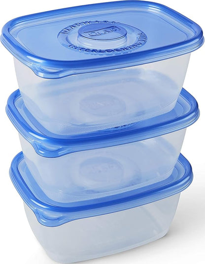 Glad GladWare Deep Dish Food Storage Containers with Lids, Large Rectangle BPA Free Plastic for Soups Salads and Meal Prep, Lock Tight Seal, Microwave Dishwasher Safe, 64 Oz, 3 Count - 6 Pack - Image 5