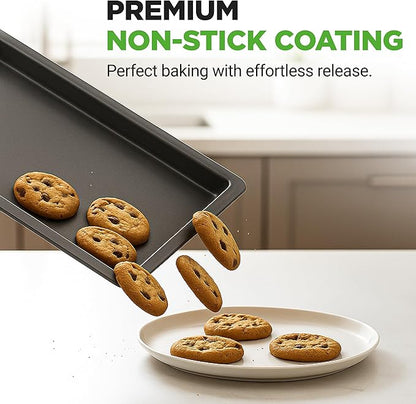 NutriChef 3-Piece Nonstick Baking Sheet Set – Non-Toxic Cookie Sheets for Everyday Baking – Small, Medium & Large Oven Safe Bakeware Trays – Warp-Resistant, Easy to Clean & Dishwasher Safe - Image 6