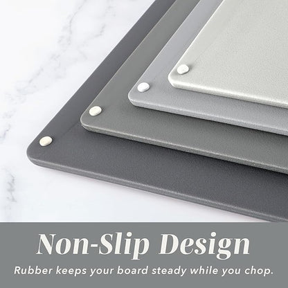 COOK WITH COLOR Non-Slip Cutting Board Set – Kitchen Essentials with Easy Grip Handle for Meat, Veggies, and Fruits, 4 Cutting Boards, Gray-New - Image 3