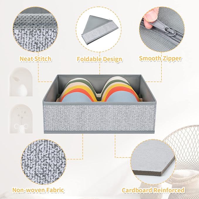 DIMJ Drawer Organizers - 12 Pack Foldable Closet & Sock Organizers, Fabric Dresser Drawer Dividers for Clothes, Underwear, Bras, Socks - Image 3