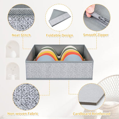 DIMJ Drawer Organizers - 12 Pack Foldable Closet & Sock Organizers, Fabric Dresser Drawer Dividers for Clothes, Underwear, Bras, Socks - Image 3