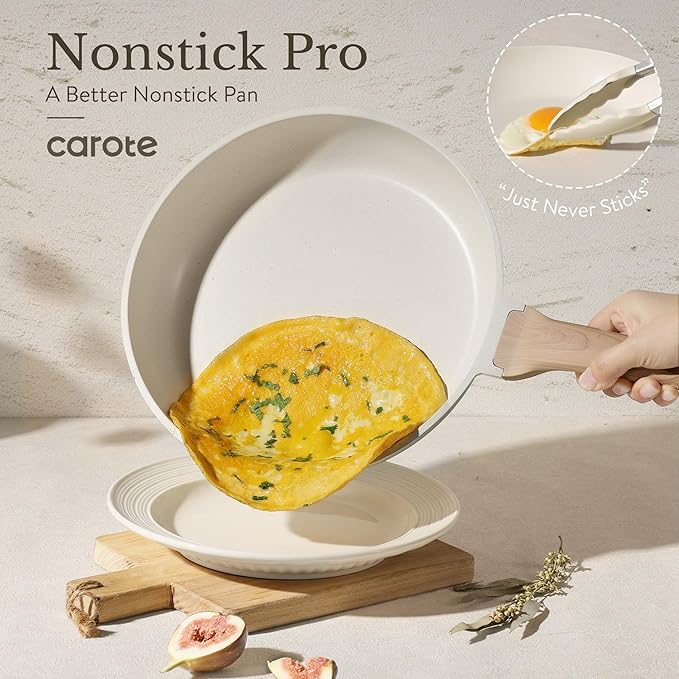 CAROTE ICE 35pcs Pots and Pans Set, Nonstick Cookware Sets, White Granite Induction Cookware with Kitchen Knife Set - Image 3