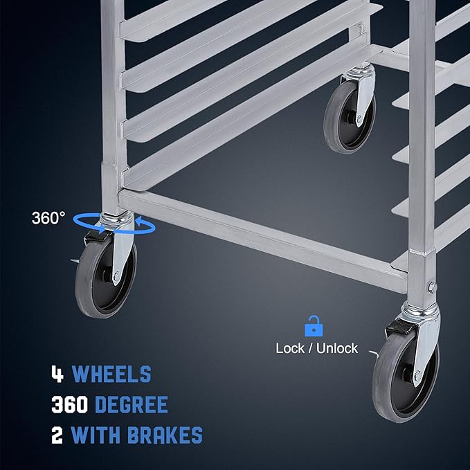 Profeeshaw Bun Pan Bakery Rack 20 Tier with Wheels, Aluminum Racking Trolley Storage for Half or Full Sheets