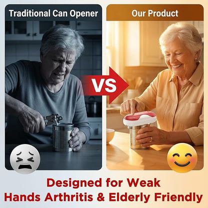 CACOE Automatic Smart Electric Can Opener with Auto Stop & USB-C Charging - Cordless Can Opener for Elderly and Arthritic Users for Seniors & Arthritis, Effortless One-Touch Open (red)