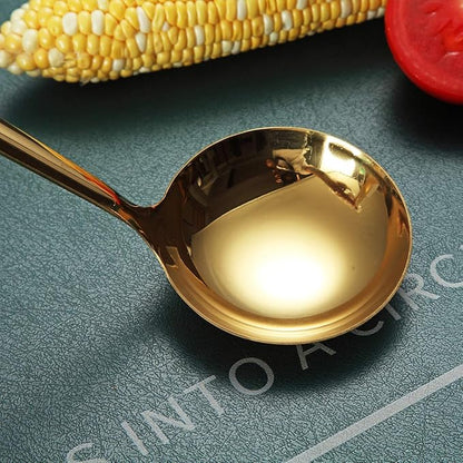 Gold Ladle, Berglander Stainless Steel Kitchen Ladle With Titainium Gold Plating, Soup Ladle, Cooking Ladle, Metal Soup Spoon For Cooking, Dishwasher Safe, Easy to Clean - Image 5